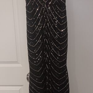 Baltic Born Black and Silver Sequin Prom Dress